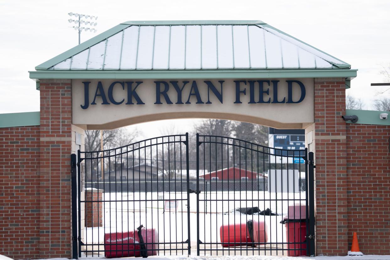 The football field at Hartley High School is named for Patty Ryan's father.