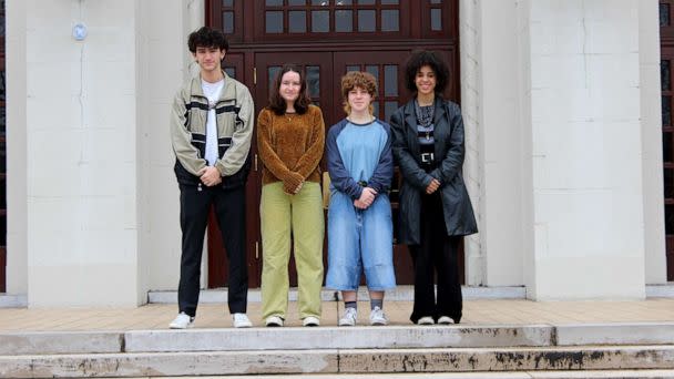 PHOTO: Students Ernest Quirk, Gryffyn May, Bekah Jackson and Addison McCuien at Little Rock Central High School on Thursday, March 2, 2023. (Megan Boyanton)