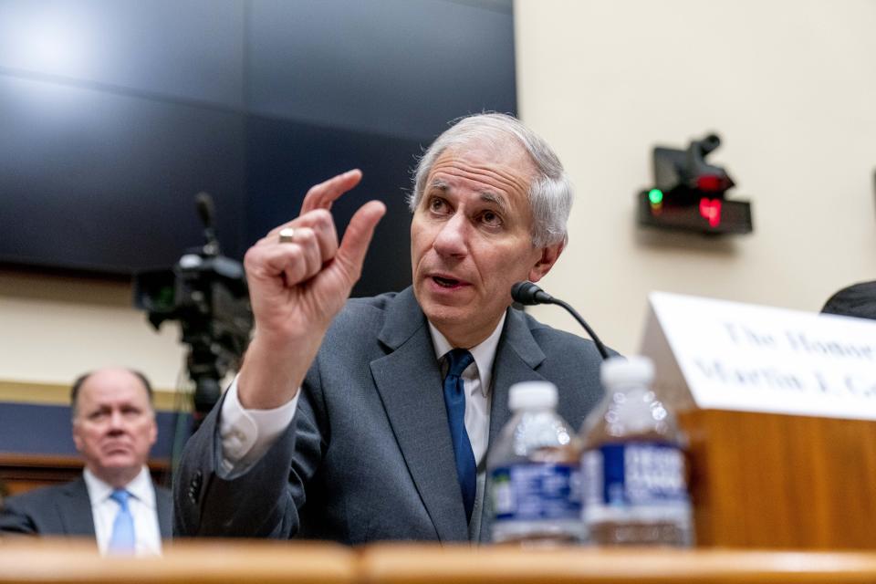 Federal Deposit Insurance Corporation Board of Directors Chairman Martin Gruenberg testifies at a House Financial Services Committee hearing on recent bank failures, on Capitol Hill, Wednesday, March 29, 2023, in Washington. (AP Photo/Andrew Harnik)