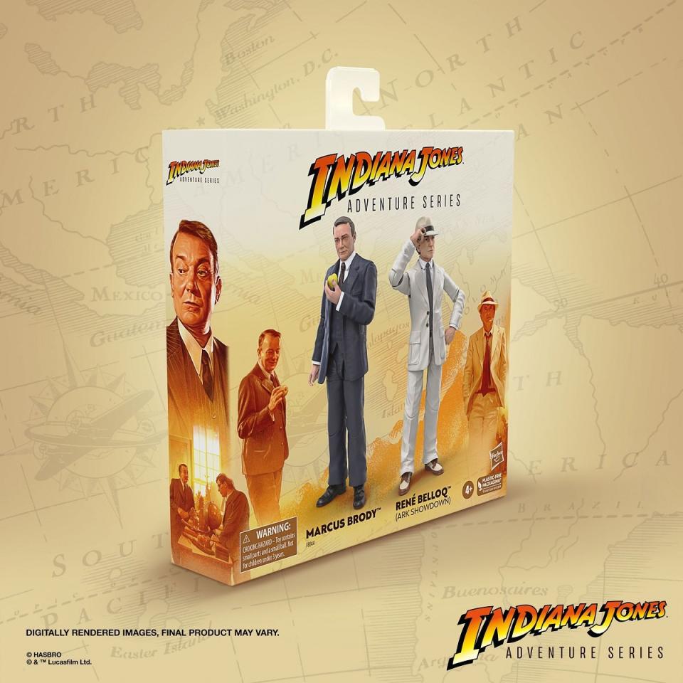Indiana Jones Adventure Hasbro series Brody and Beloq 2 pack, packaging side view.