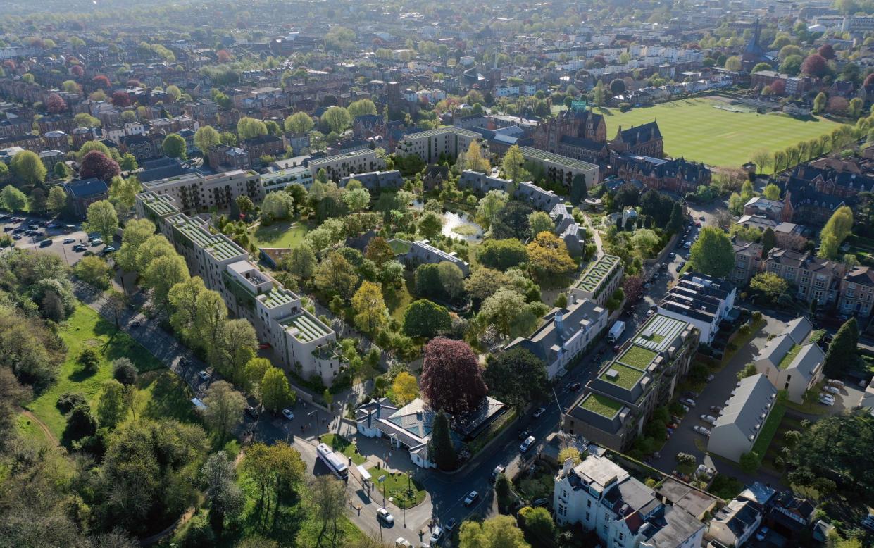 Artist's impression of almost 200 planned homes on the site of Bristol Zoo, which closed in 2022