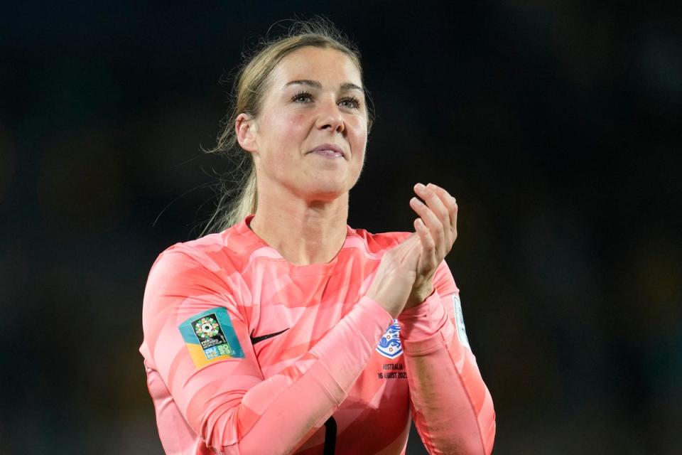 England goalkeeper Mary Earps is on the shortlist for the Ballon d'Or Feminin (AP)