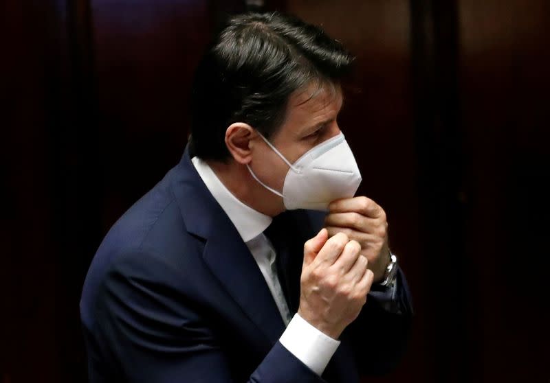 FILE PHOTO: Italian Prime Minister Giuseppe Conte attends a session of the lower house of parliament on the coronavirus disease (COVID-19) in Rome