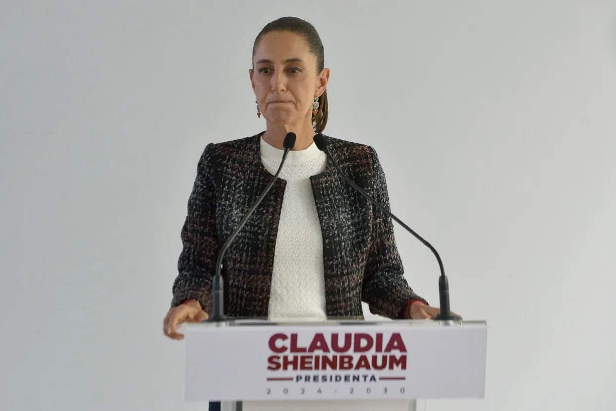 MEXICO CITY, MEXICO - SEPTEMBER 17: President-elect of Mexico Claudia Sheinbaum Pardo gestures during a press conference on September 17, 2024 in Mexico City, Mexico. (Photo by Jeannette Flores/ObturadorMX/Getty Images)