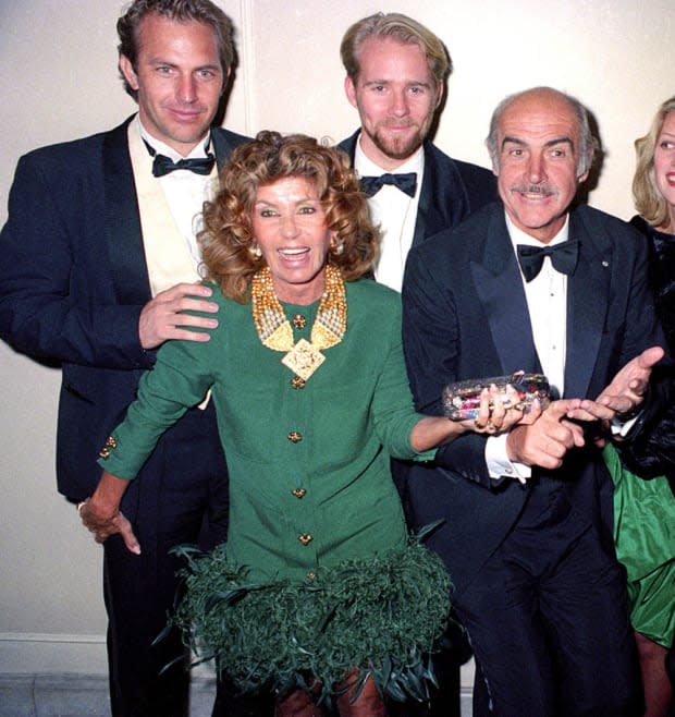 <p>Kevin Costner, Micheline Connery, Jason Connery and Sean Connery<br> at the BAFTA Tribute to Sean Connery, 1990.</p>