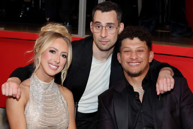 <p>Cindy Ord/Getty</p> Brittany Mahomes, Jack Antonoff and Patrick Mahomes