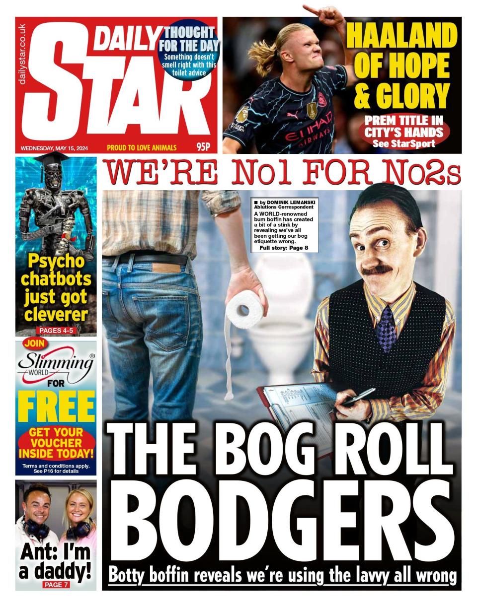 Daily Star: Bog roll bodgers - professor reveals Brits are using the lavatory the wrong way