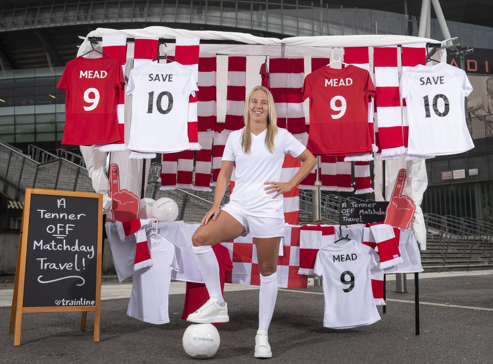 Beth Mead launches the Trainline ‘Tenner off Match Day Travel’ campaign (Will Ireland/PinPep Media)