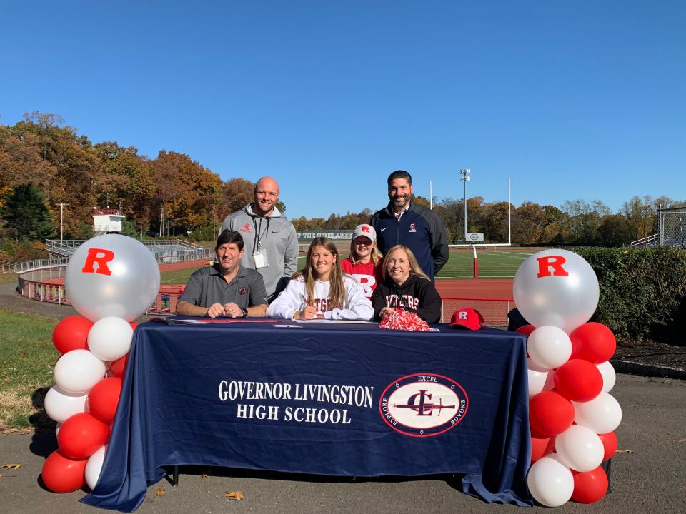 Governor Livingston's Allie Post signs her National Letter of Intent to play soccer at Rutgers University on Wednesday, Nov. 10, 2021.
