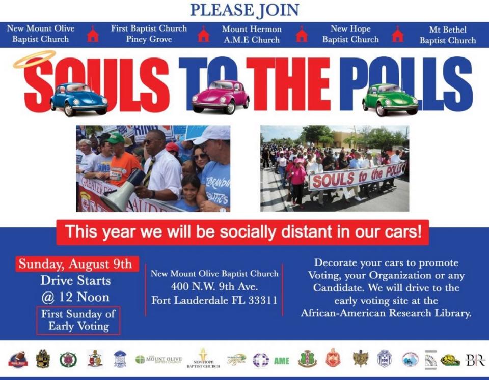 An advertisement promoting Souls to the Polls in Broward Count Aug. 9, 2020.