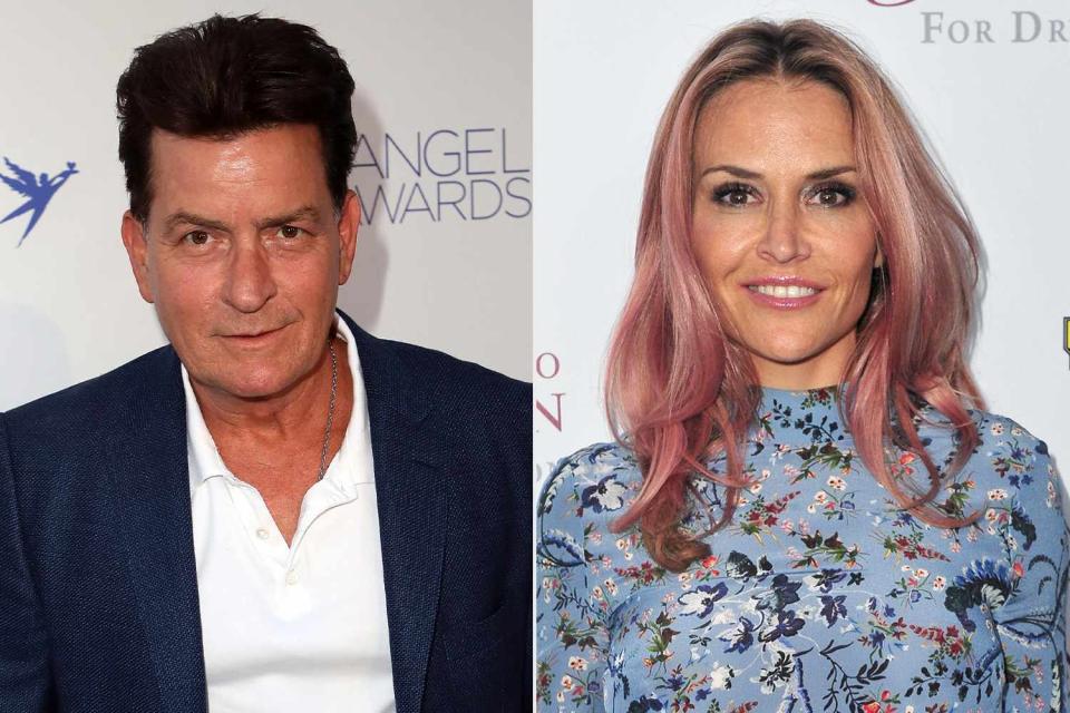 <p>Getty</p> Charlie Sheen (L), Brooke Mueller (R)