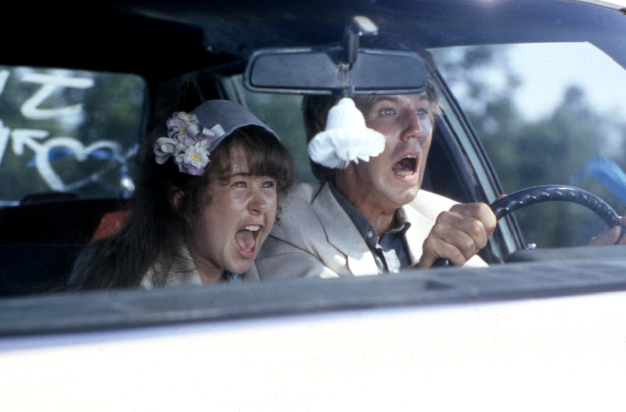 Yeardley Smith and John Short as newlyweds Connie and Curt in Stephen King's 1986 horror movie, 'Maximum Overdrive' (Photo: De Laurentis Entertainment/Courtesy Everett Collection)