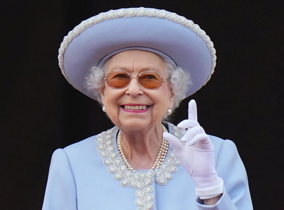 Members of the Royal Family attend the Trooping the Colour parade in the Queen's Platinum Jubilee year at Buckingham Palace in London, United Kingdom, on June 2, 2022. June 02, 2022. Pictured: The Queen, Queen Elizabeth.