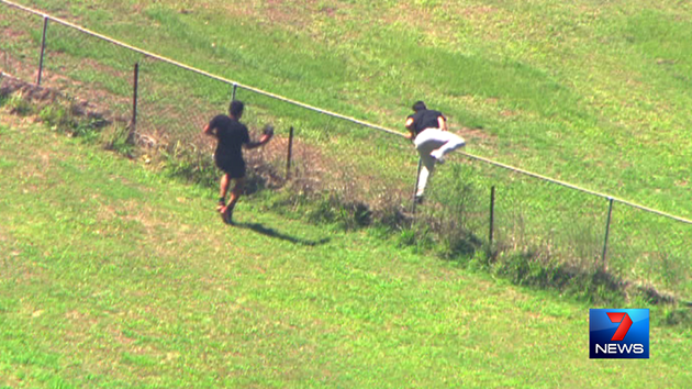 The teenagers trying to evade police near Logan on Wednesday. Source: 7News