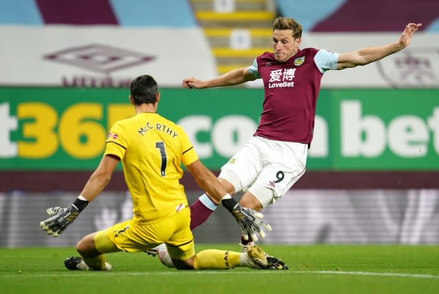 Chris Wood, right, had a goal disallowed for the hosts