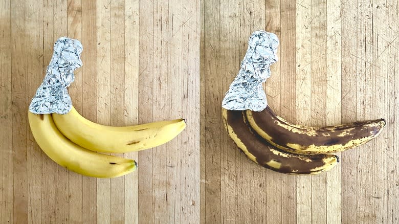 Bananas wrapped in foil