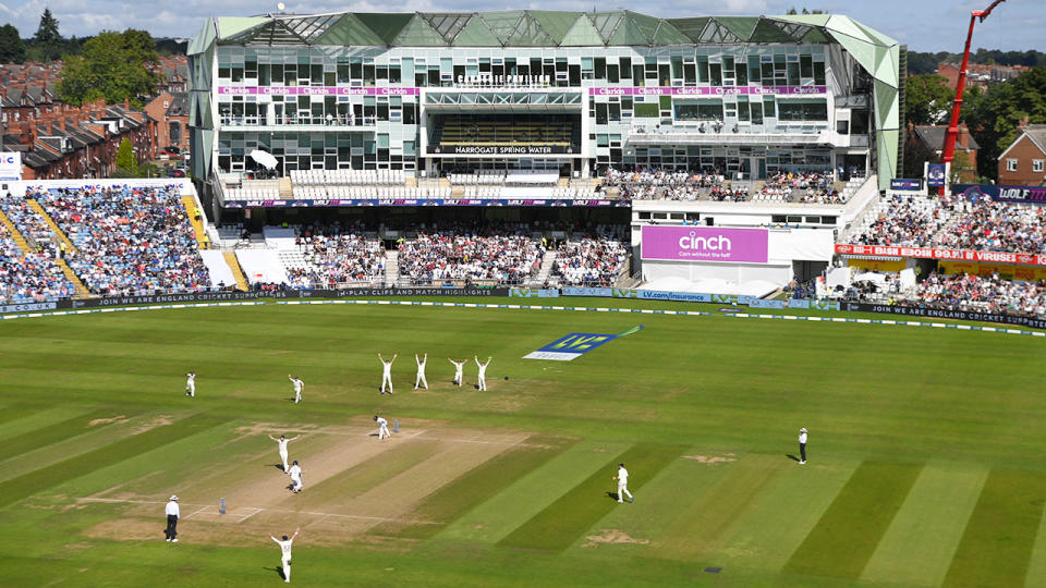 Seen here, an aerial shot of Yorkshire's Headingley Stadium during a Test match.