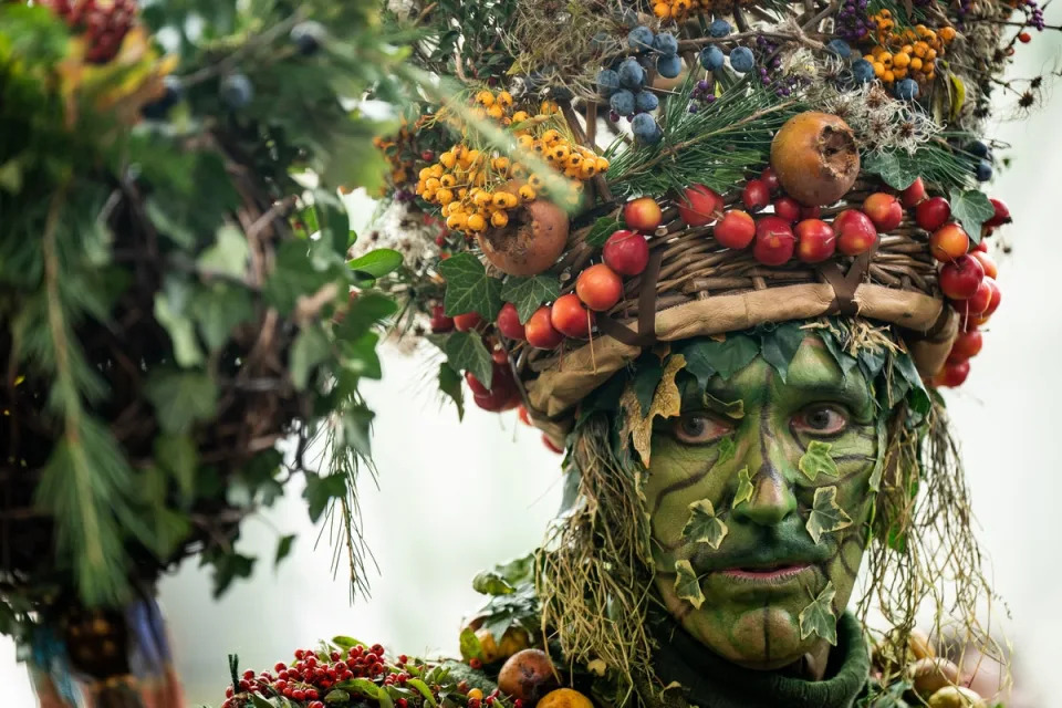 October 23, 2022: The Green Man at October Plenty, the annual Autumn Harvest festival in Borough Market, London, returning for the first time since the pandemic (PA)