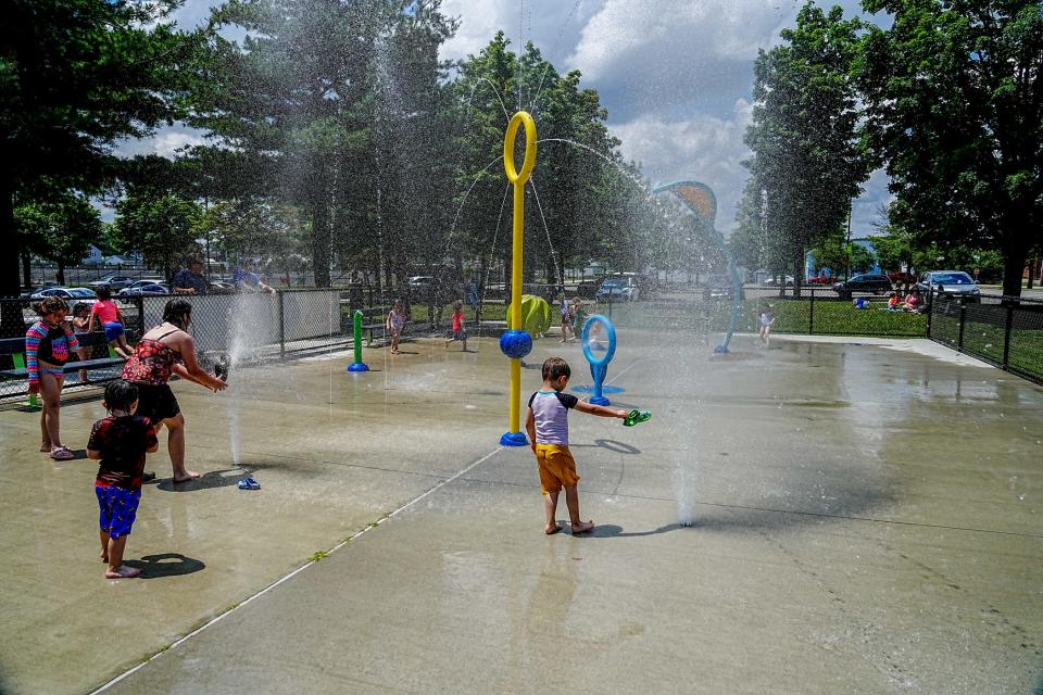 The splash pad at Pierce Field in East Providence.