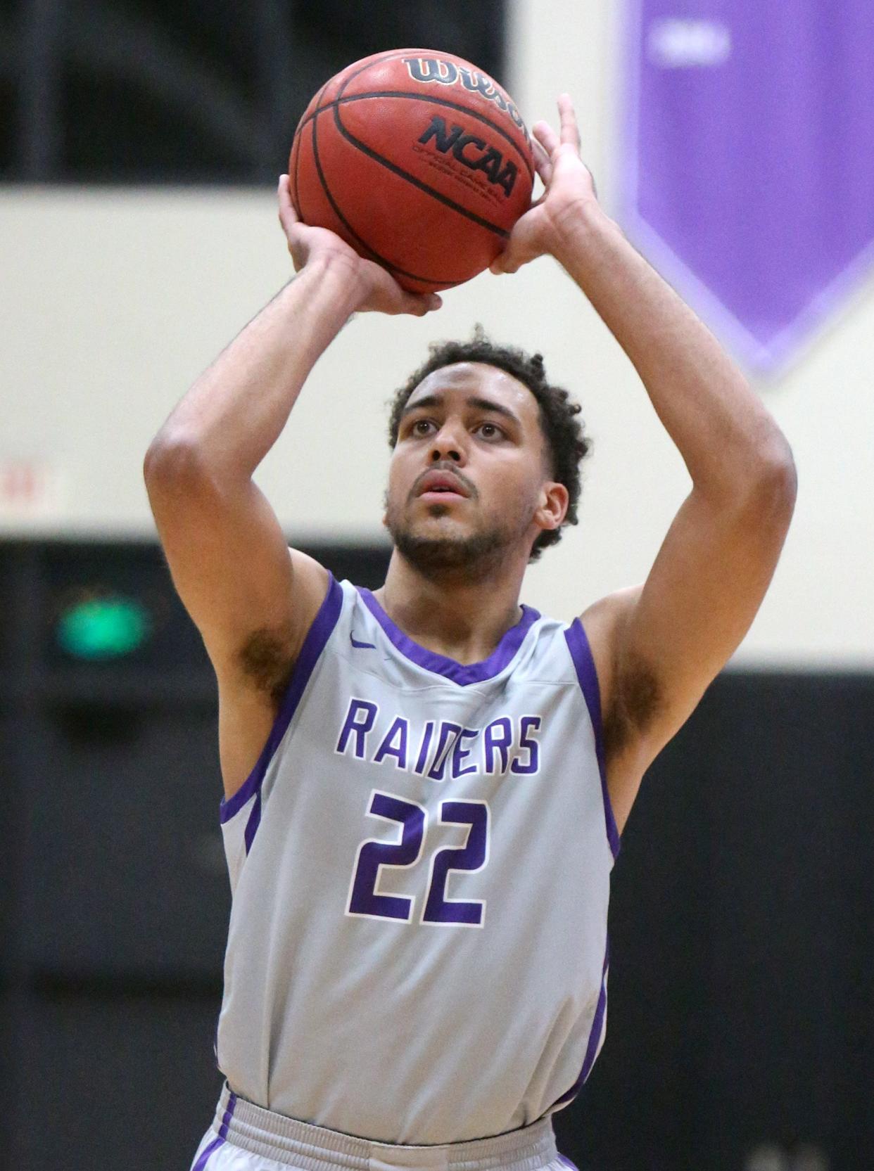 Mount Union's Christian Parker, shown here in a game against Capital on Jan. 7, scored 26 points to tie a career high in Monday's win over LaRoche.