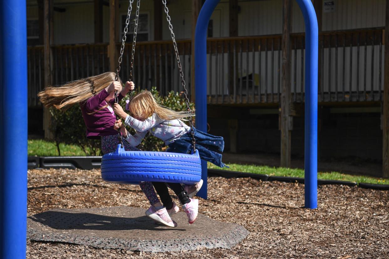 Social-media time cuts into "play-based activities," such as at this elementary school playground, that are crucial to a child's development.