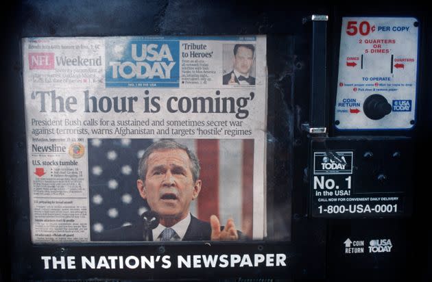 A week after the 9/11 terrorist attacks, the headline on the front page of USA Today ran a quote from then-President George W. Bush — 