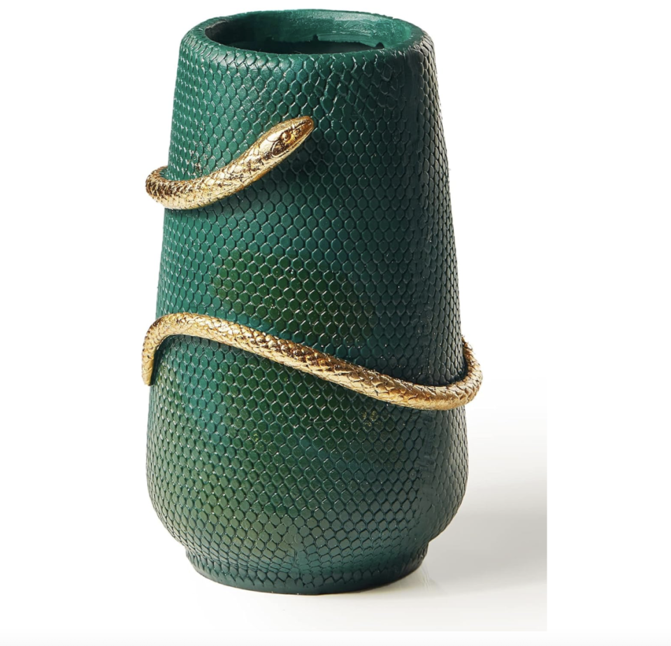 Emerald green vase with gold snake from Amazon.