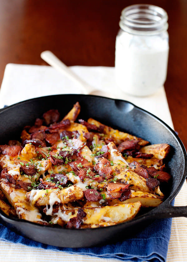 <strong>Get the <a href="http://bakedbree.com/baked-chili-cheese-fries-with-bacon-and-ranch">Baked Chili Cheese Fries with Bacon and Ranch recipe</a> from Baked Bree</strong>