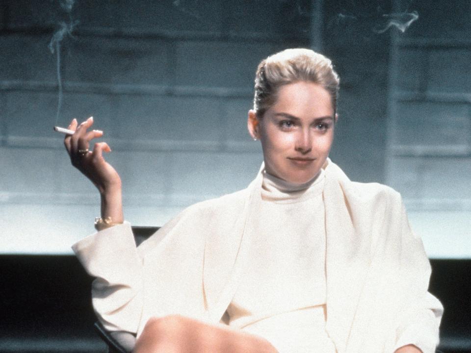 Sharon Stone in the infamous leg uncrossing scene in ‘Basic Instinct' (StudioCanal/Shutterstock)