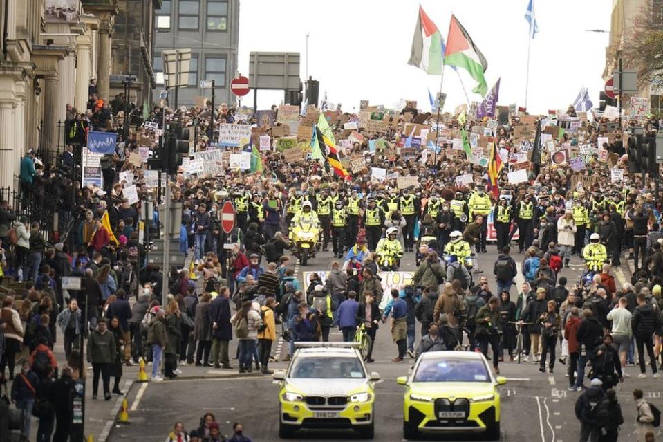 Manifestantes en Glasgow