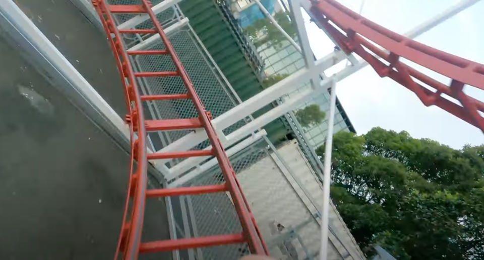 A video showed the Rebel Coaster ride at the Sydney Royal Easter Show last year with only a short fence around it. Credit: YouTube