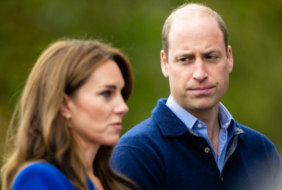 <p>Samir Hussein/WireImage</p> Kate Middleton and Prince William visit SportsAid at Bisham Abbey National Sports Centre to mark World Mental Health Day on October 12, 2023.