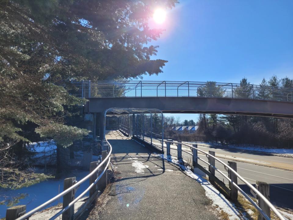 New hateful graffiti was found on a pedestrian bridge in Portsmouth on Friday, March 3, 2023, days after numerous downtown buildings and places of worship were targeted with similar vandalism.