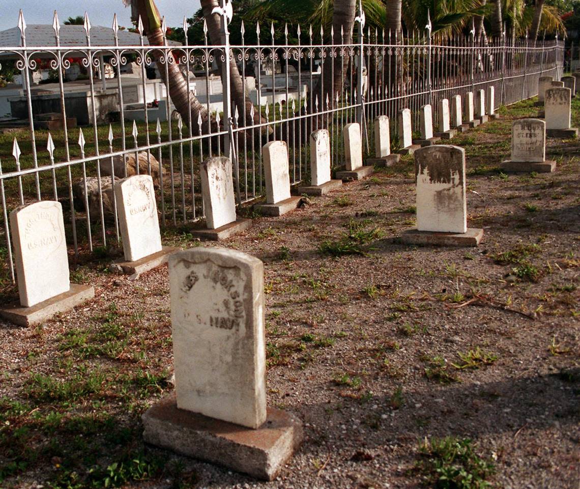 The plots at the Key West Cemetery where sailors of the battleship Maine are buried, seen in this 1997 file photo.