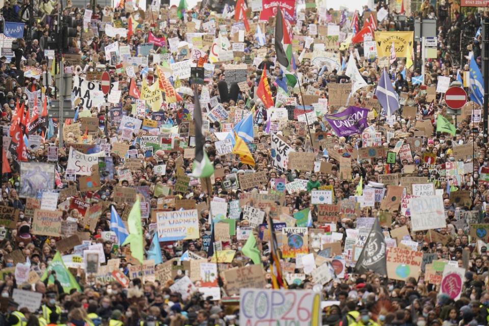 Demonstrators attend the Fridays for Future Scotland march through Glasgow (Danny Lawson/PA) (PA Wire)