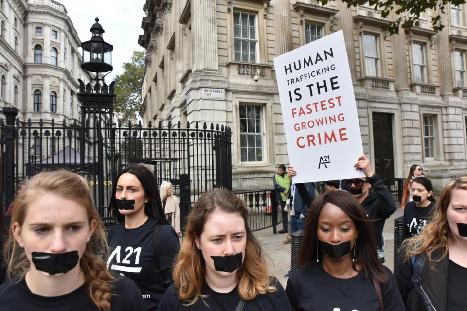 A silence march against modern slavery in London in 2016 (Alamy/PA)