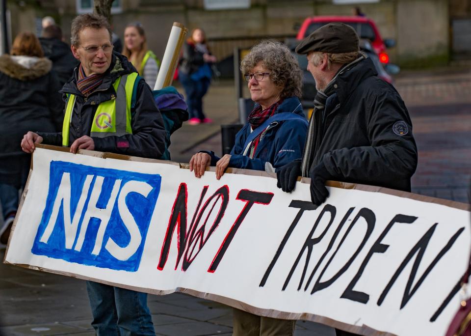 Protesters demanding more money for the NHS (Rex)