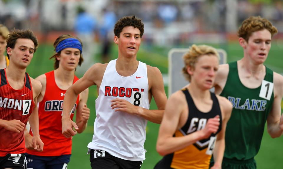 ROCORI's Vincent Kaluza competes in the 3,200-meter run during Minnesota State Track and Field Class 2A meet Friday, June 10, 2022, at St. Michael-Albertville High School.