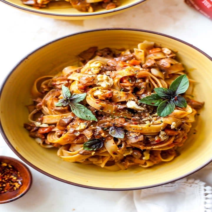 Pasta with mushroom Bolognese.