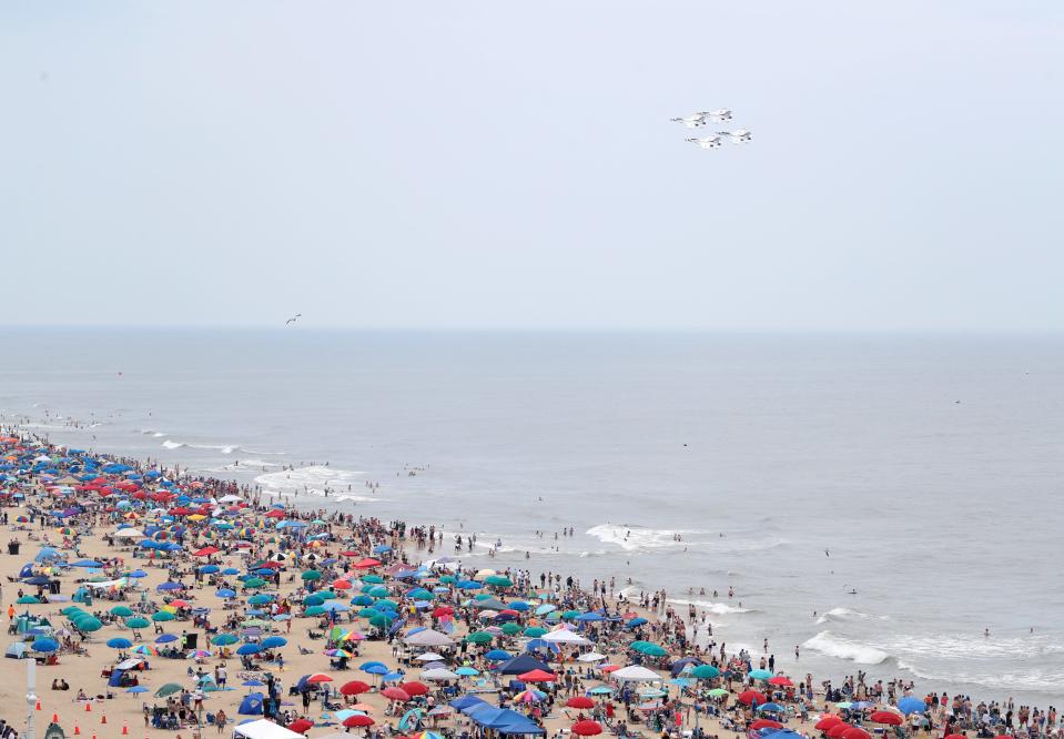 The U.S. Air Force Thunderbirds perform at the 14th Annual Ocean City Airshow took flight Saturday, June 19, 2021, in Ocean City, Maryland.