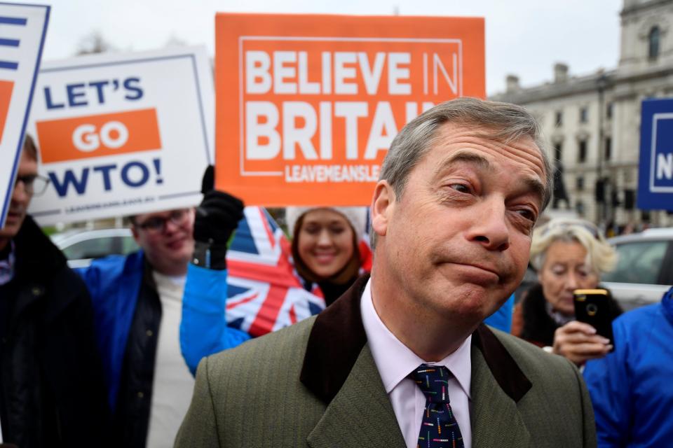 Nigel Farage with protestors pushing for Brexit (REUTERS/Toby Melville)