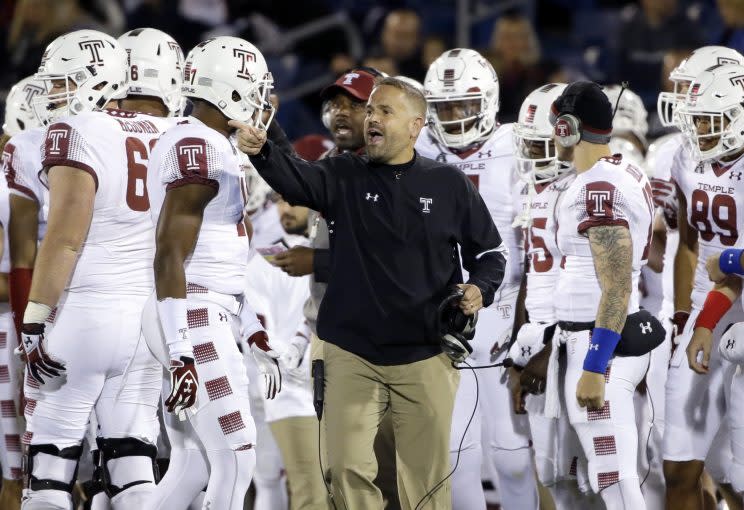 Matt Rhule led Temple to 10 wins and the AAC title in 2016 (AP Photo/Elise Amendola)