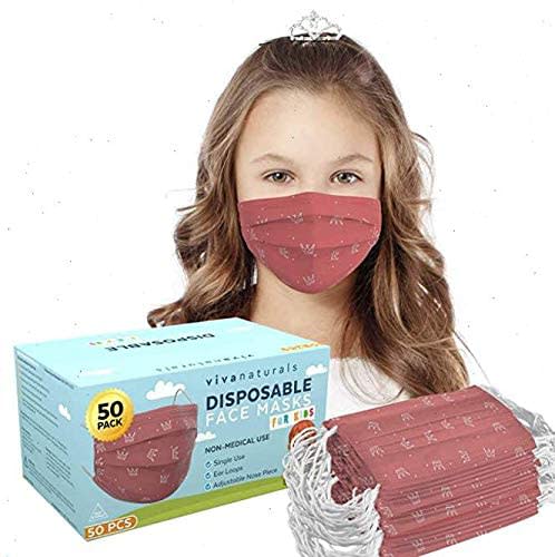 Non-Medical Kids Mask with Pink Crowns. Image via Amazon.