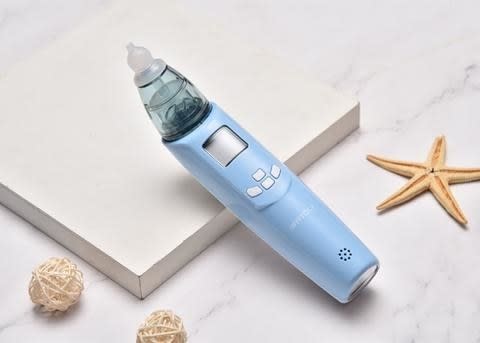 It'll seamlessly suck up boogers and mucus from your baby's nose, so they can avoid feeling cranky and congested. <br /><br /><strong>Promising Review:</strong> "The music and flashing lights had my 9m old's attention as soon as I turned it on. <strong>I actually got to suction his nose without squirming and tears.</strong> I had purchased another brand before and returned it as I could hold it to my hand and not feel suction. The three ways to increase suction is what really attracted me to this product and I could tell right away it was working." &mdash; <a href="https://amzn.to/3bQL2IA" target="_blank" rel="nofollow noopener noreferrer" data-skimlinks-tracking="5315000" data-vars-affiliate="Amazon" data-vars-href="https://www.amazon.com/gp/customer-reviews/R17QL81F4RAX8S?tag=bfjohn-20&amp;ascsubtag=5315000%2C9%2C22%2Cmobile_web%2C0%2C0%2C67745" data-vars-keywords="cleaning,fast fashion" data-vars-link-id="67745" data-vars-price="" data-vars-product-id="15961787" data-vars-retailers="Amazon">Catherine S.<br /><br /></a><a href="https://amzn.to/2TdocnL" target="_blank" rel="noopener noreferrer"><strong>Get it from Amazon for $39.99 (available in three colors).</strong></a> 
