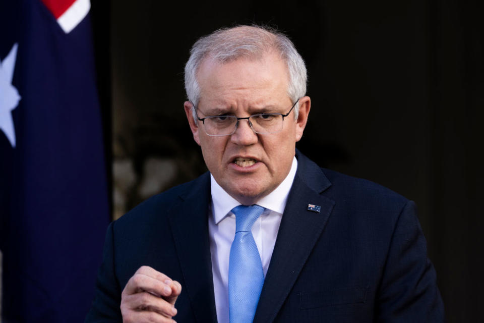 Scott Morrison opened the door for under 40s to obtain AstraZeneca at the end of June as NSW's Delta variant began to take hold. Source: Getty