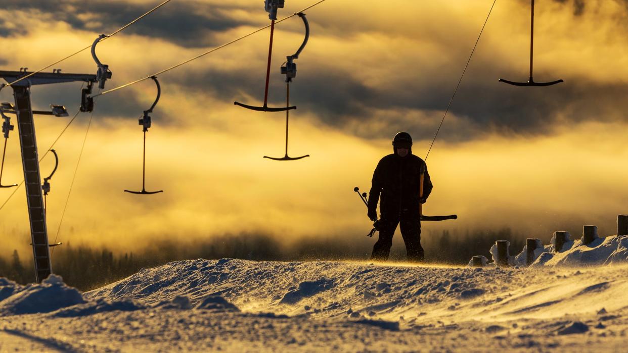 ski resort sunrise sunset yellow