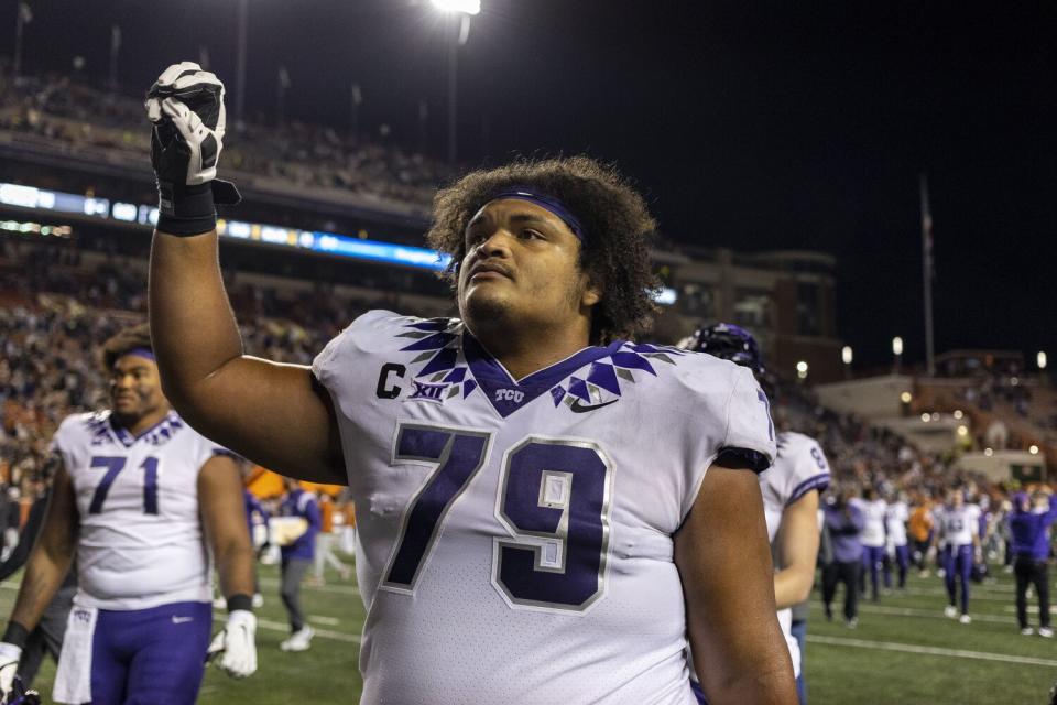 TCU's Steve Avila celebrates after a win over Texas in November.