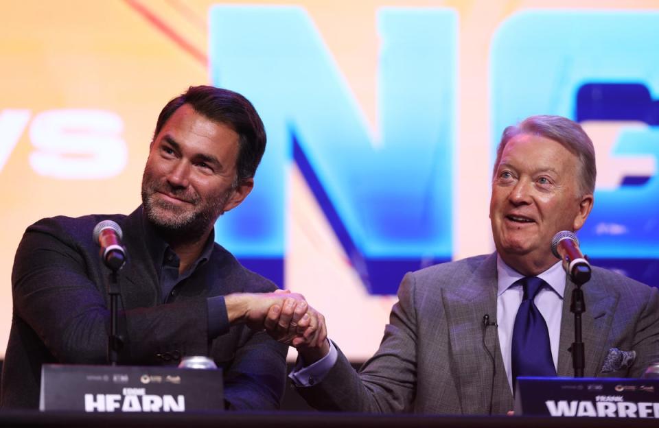 Rival promoters Eddie Hearn (left) and Frank Warren are now colleagues of sorts (Getty Images)