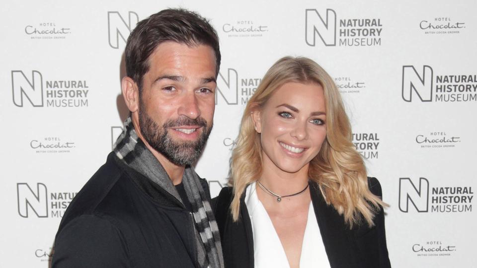 Gethin Jones and Katja Zwara attending the launch of the Natural History Museum's ice rink in London. 