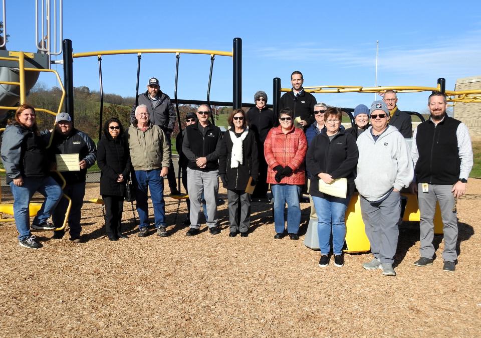 Donors for Foundation Park at River View High School attended a recent dedication ceremony for the playground made possible through local donations, grants and fundraisers.
